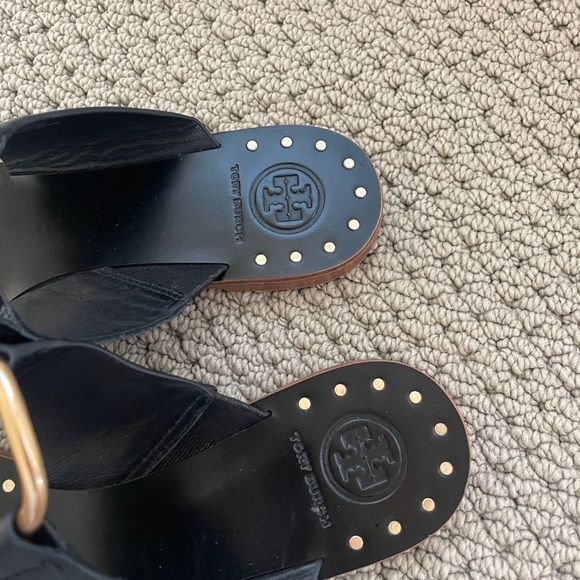 Tory Burch Black and Gold Sandals - Picture 2 of 4